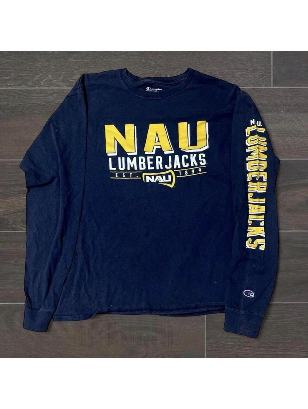 Vintage Champion NAU college navy yellow long sleeve M